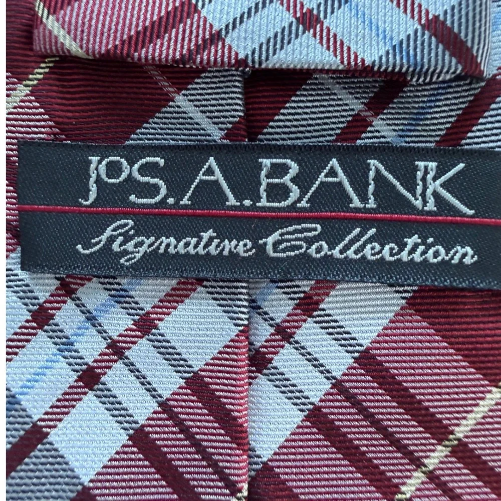 JOS. A. BANK Signature Collection Silk Tie Burgundy Plaid Stripes‎ Business